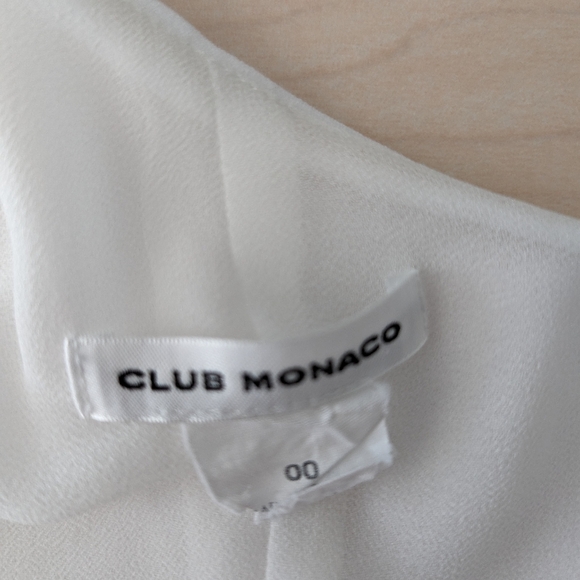 Club Monaco One-Shoulder White Ruffle Cropped Top 00 - Picture 4 of 7